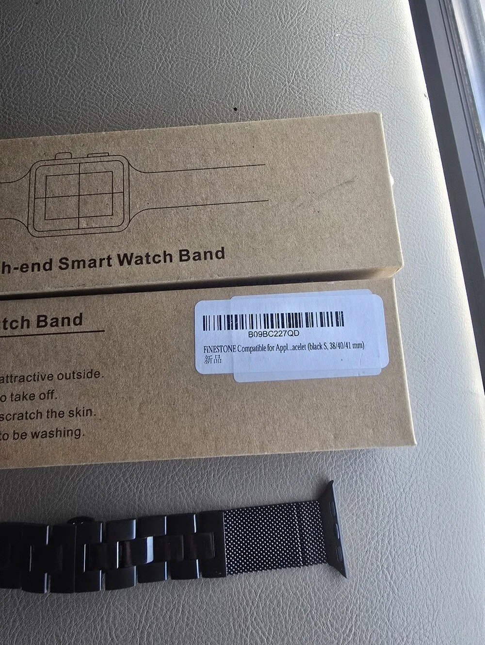 High-End Black Smart Watch Metal Mesh Band Compatible Wearables Sz. S, 38/40/41
